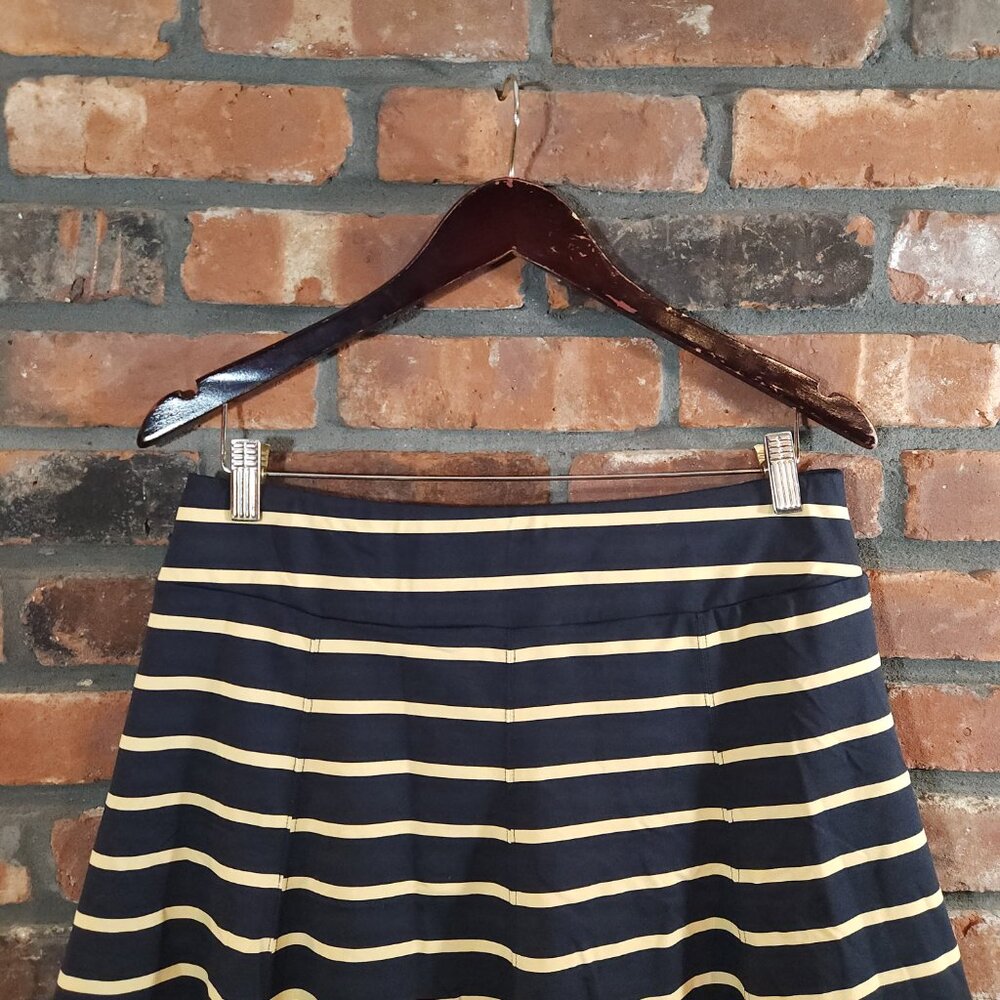 J. McLaughlin Catalina Cloth A-line Mini Skirt in Black & Gold Stripe Women's M - Picture 3 of 7